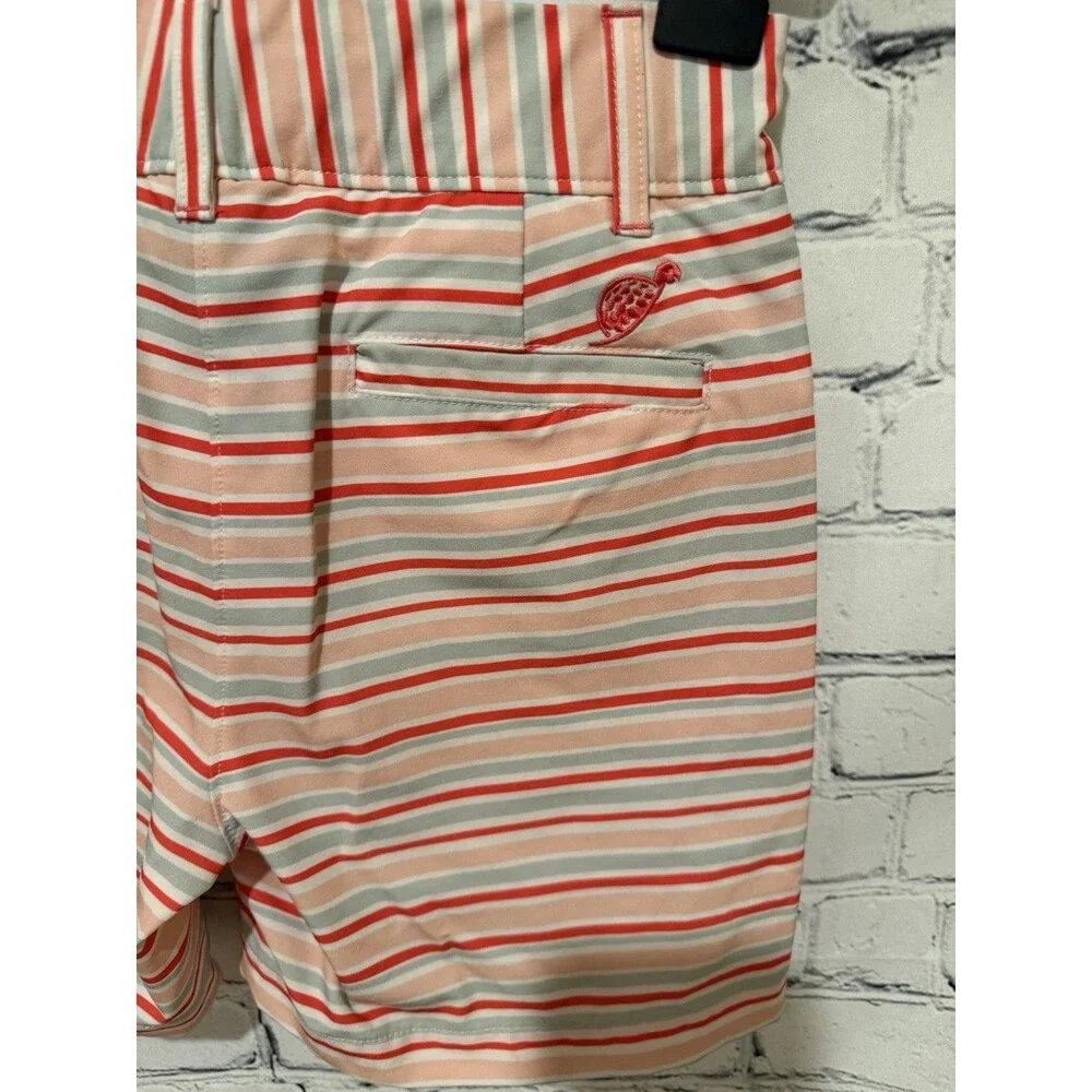 Turtles & Tees Girls Striped Golf Adjustable Waist Shorts Size Large 10-12